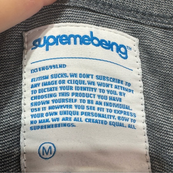 Supremebeing- Blue Elbow Patch Long Sleeve Shirt- Sz. M - Picture 4 of 8